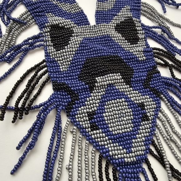 NEW Blue Gray Black Multi Boho Seed Beaded Fringe Statement Necklace - Picture 7 of 10